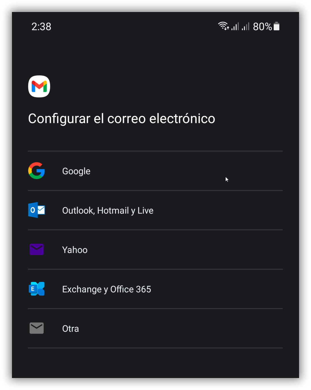 Paso 2 - Selección del tipo de cuenta