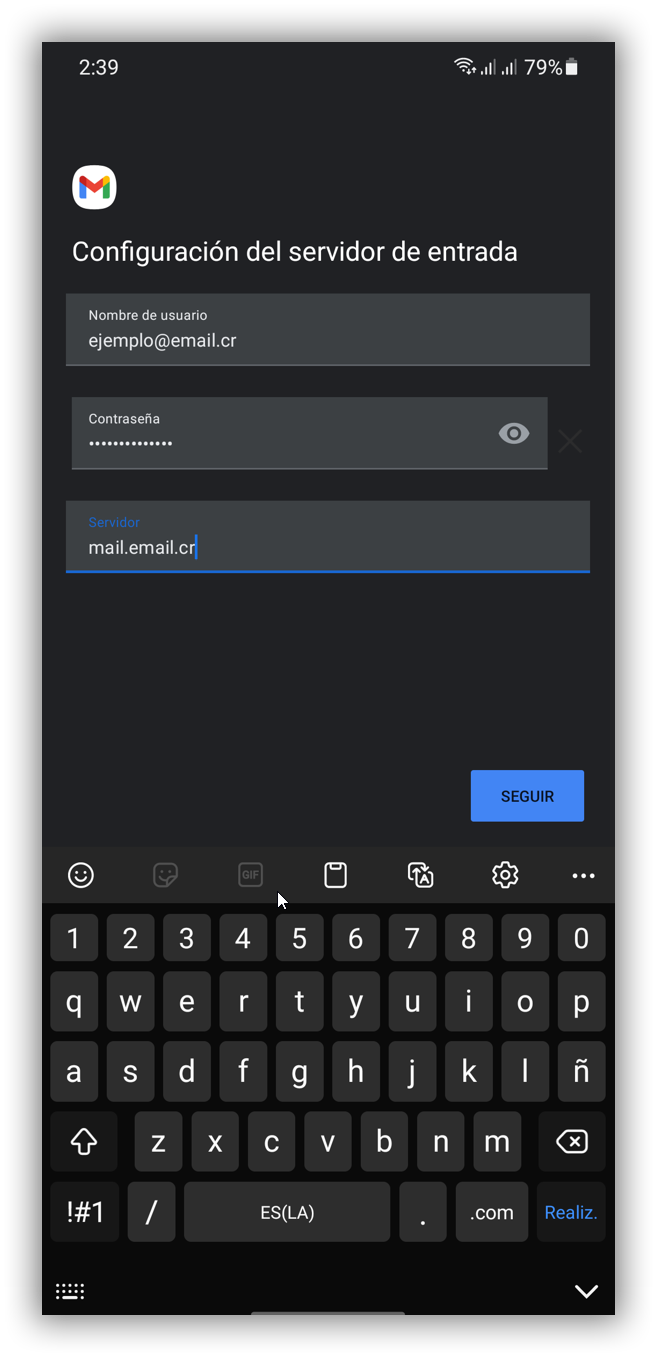 Paso 6 - Configuración del servidor entrante
