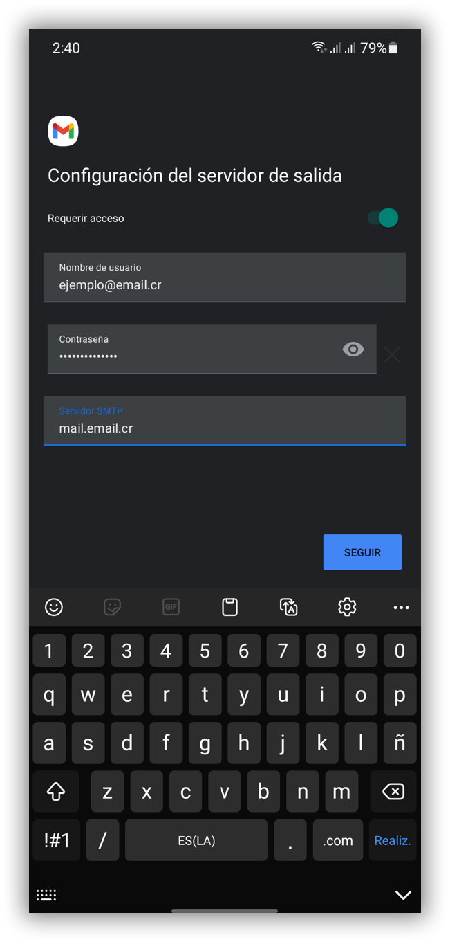 Paso 7 - Configuración del servidor saliente