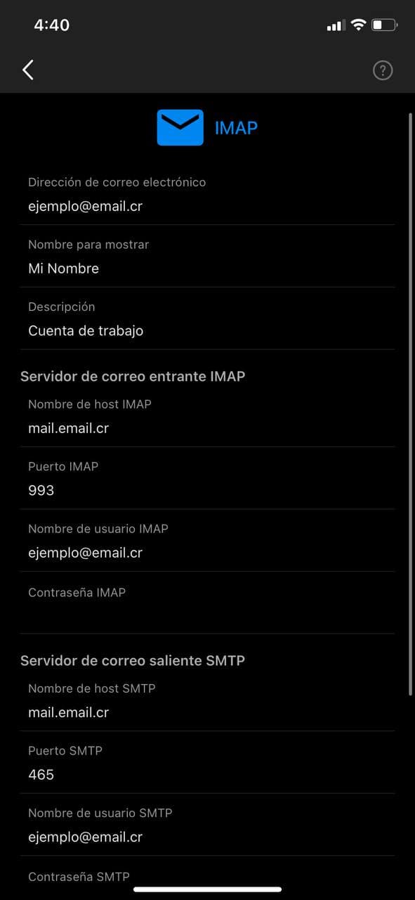 Paso 4 - Selección de IMAP