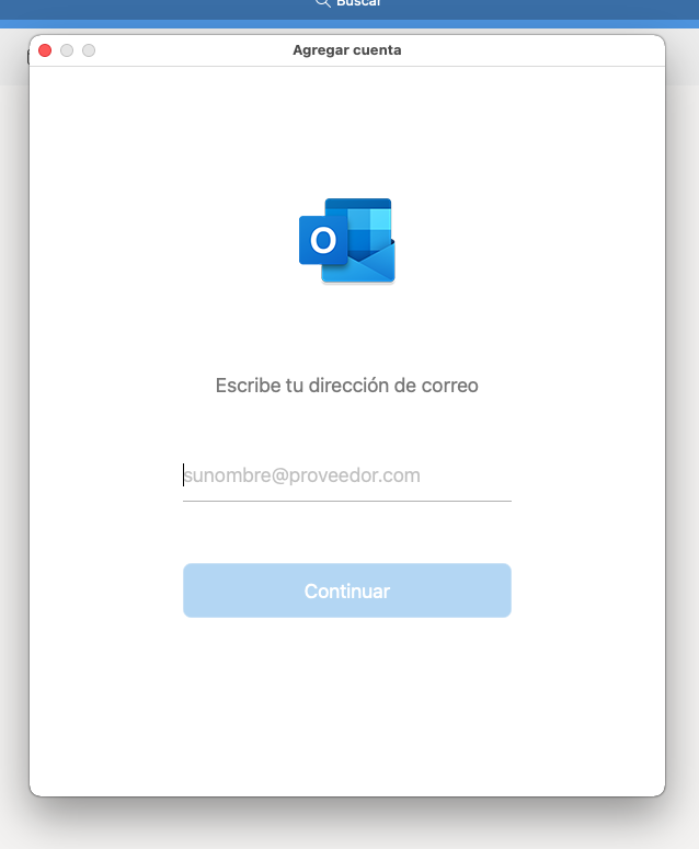 Paso 1 - Pantalla inicial de Outlook