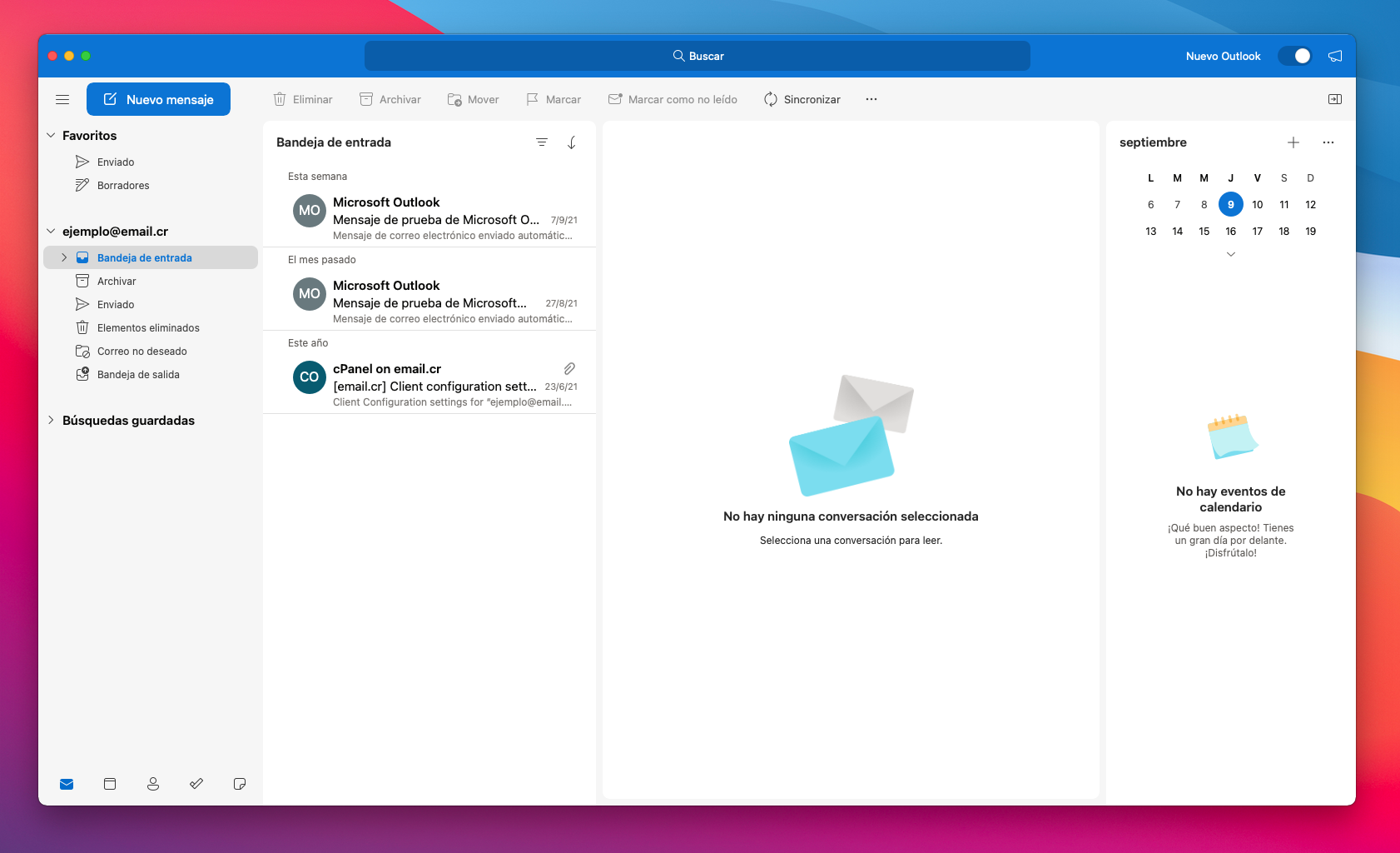Paso 5 - Interfaz principal de Outlook
