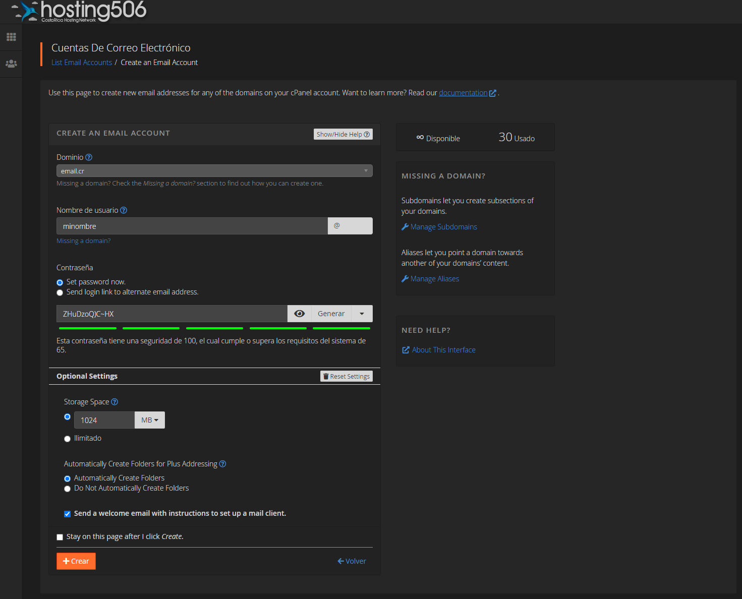 Paso 4 - Configurar los detalles de la cuenta
