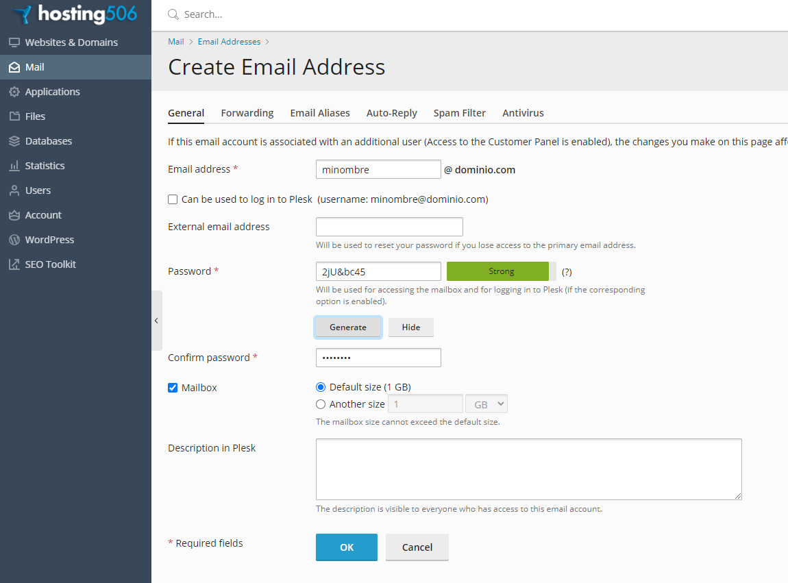 Paso 4 - Configurar los detalles de la cuenta