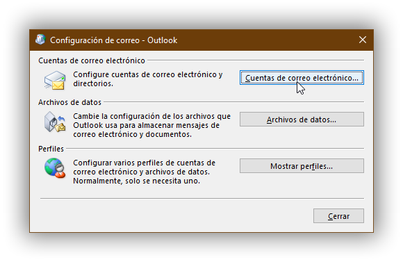 Paso 3 - Seleccionar Cuentas de correo electrónico