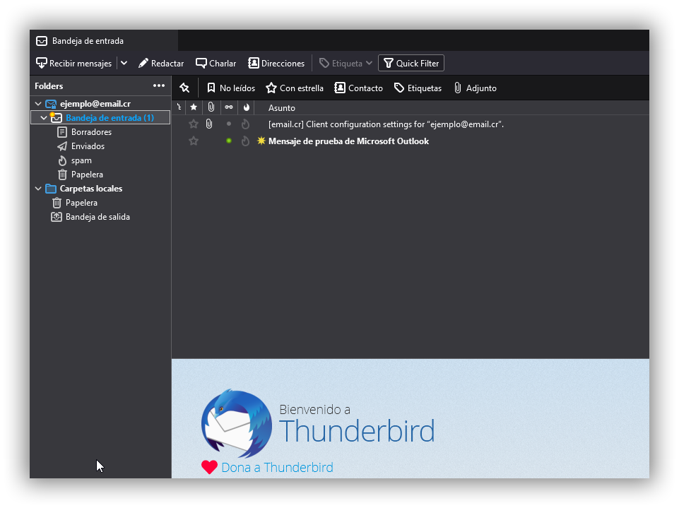 Paso 5 - Interfaz principal de Thunderbird